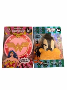 2 pack 1 Wonder Woman & 1 Daffy Duck Hand-Painted Bath Bomb